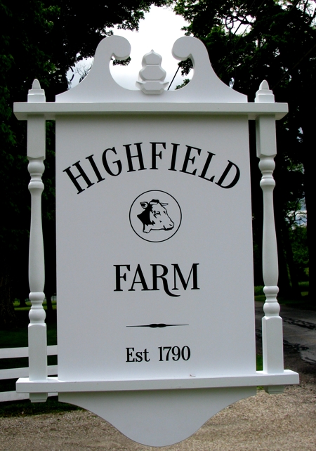 Custom farm sign in a colonial style. Carved and double sided